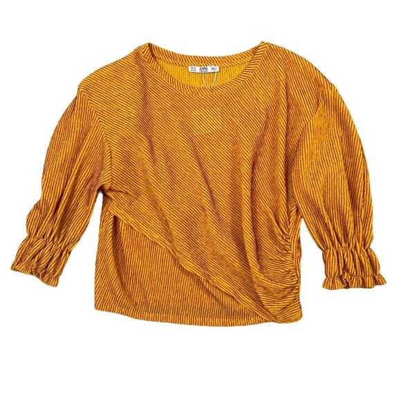 Zara Womens Size M Ribbed Striped Blouse NWT - Picture 1 of 11